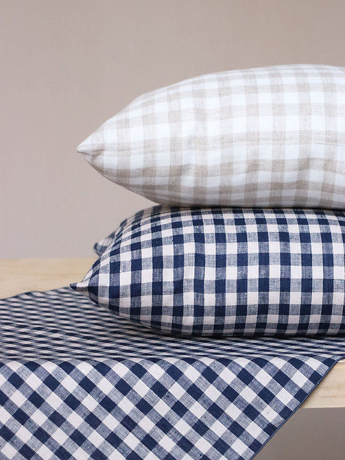 Putetrekk - hvit/natur gingham