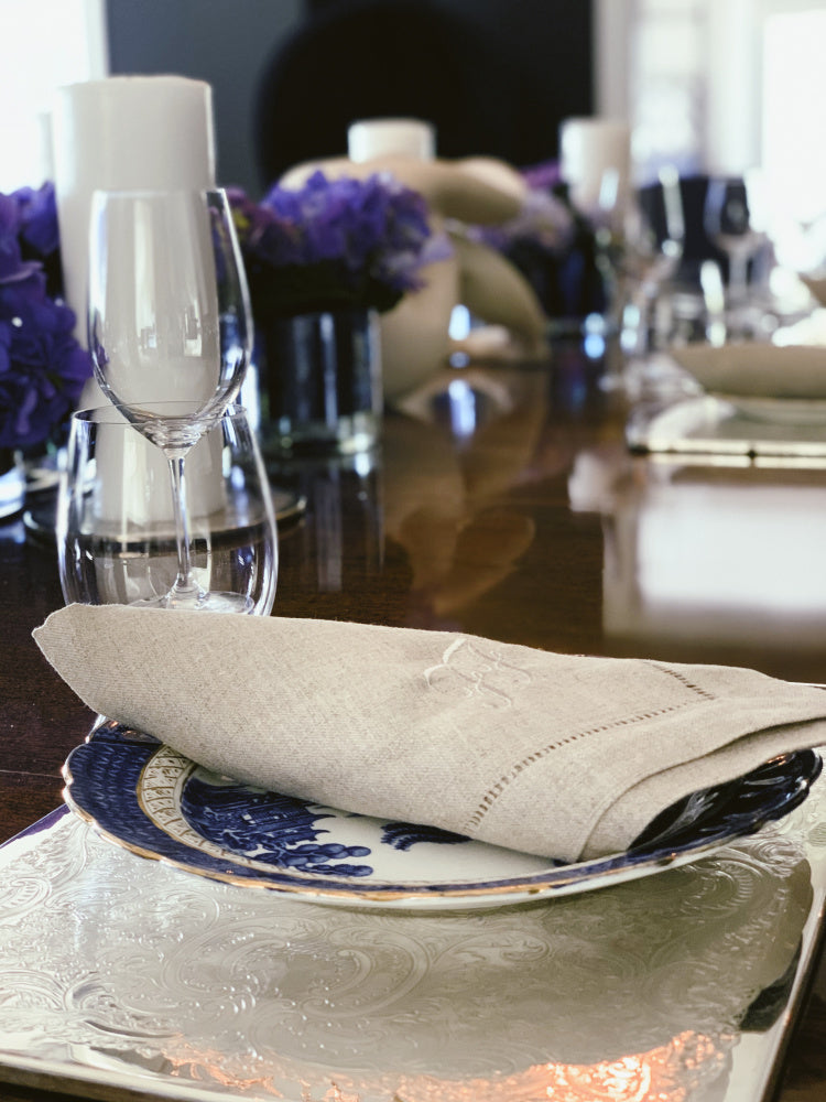 Linserviett med hullsøm - natur (4 stk)