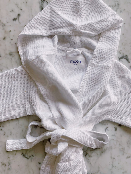 Badekåpe med vaffelmønster og hette - barn