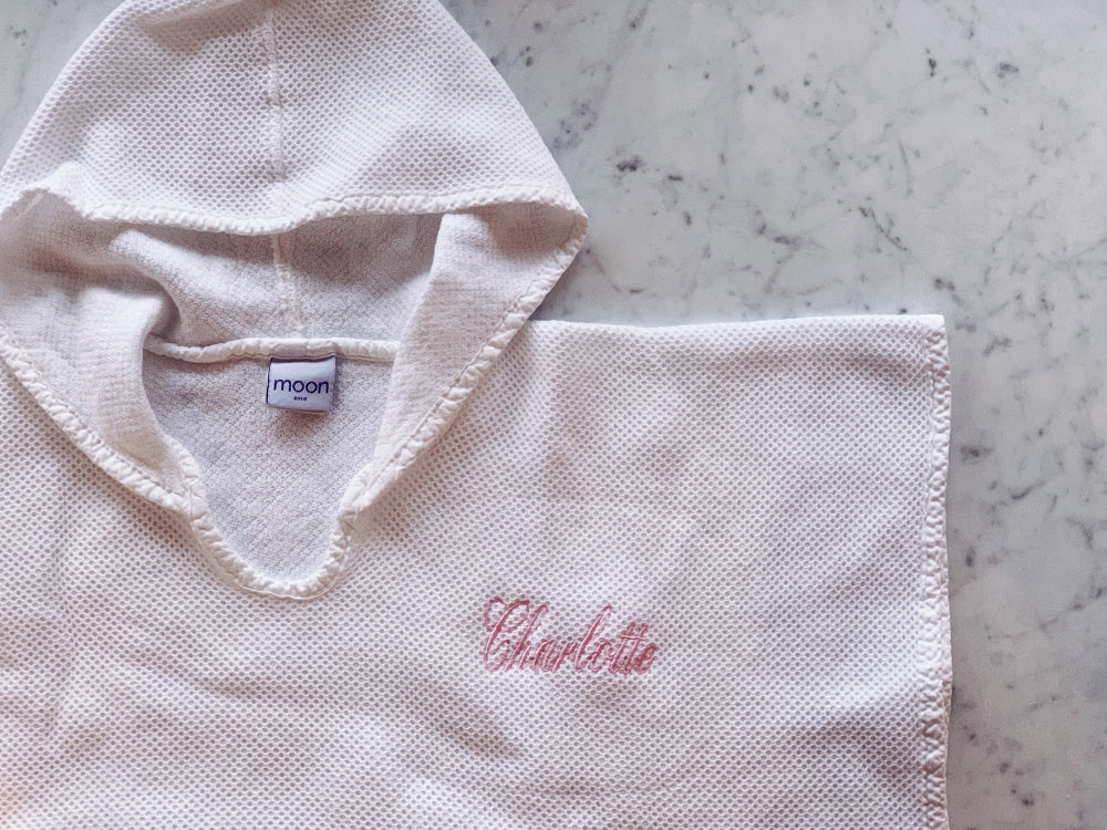 Badeponcho med hette til barn - hvit