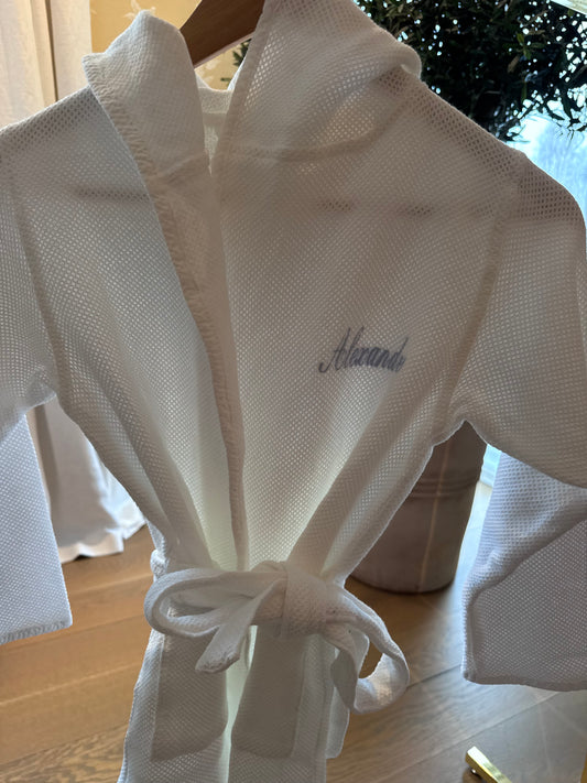 Badekåpe barn str 4-5 år, med broderi "Alexander"
