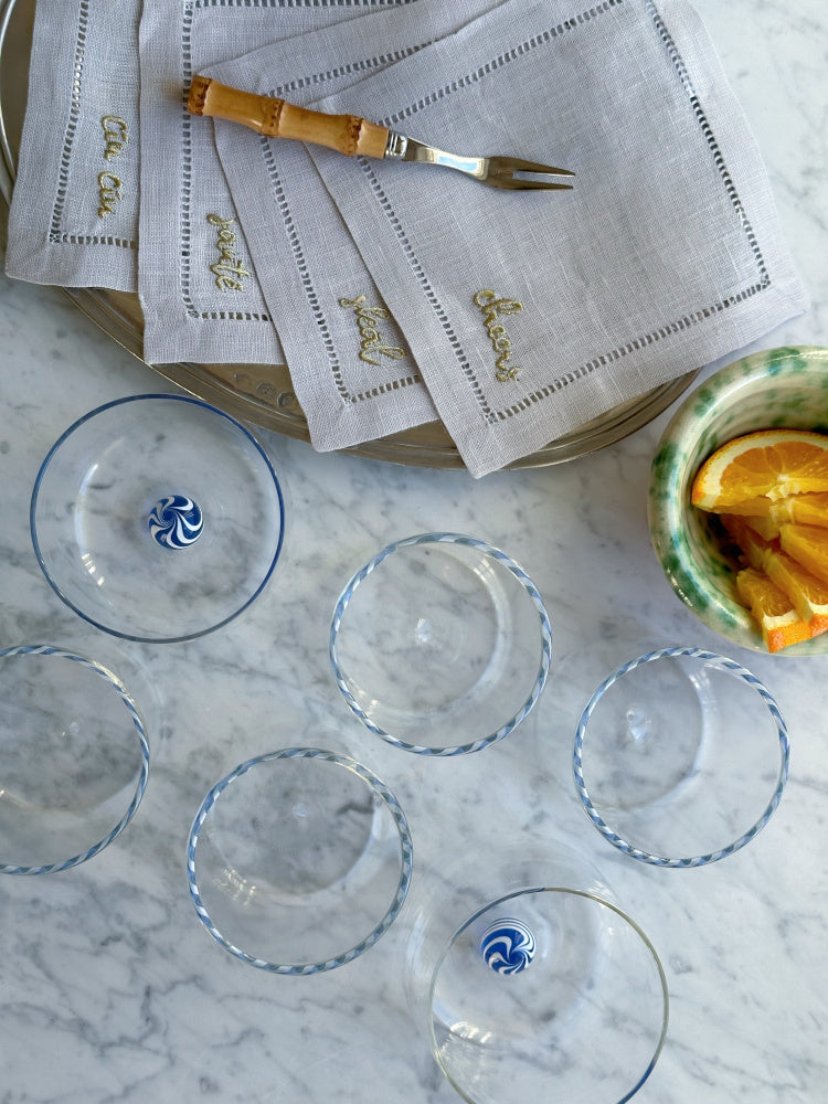 Intrecci Tumbler - Blå/Hvit 6 stk