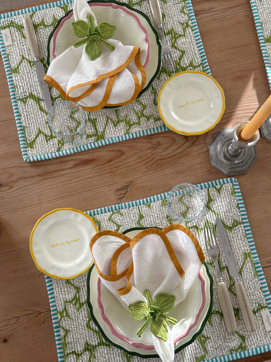 Quiltet spisebrikke - grønn/turkis