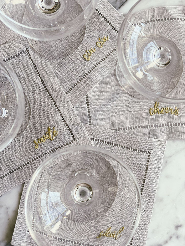 Cocktailservietter - grå lin