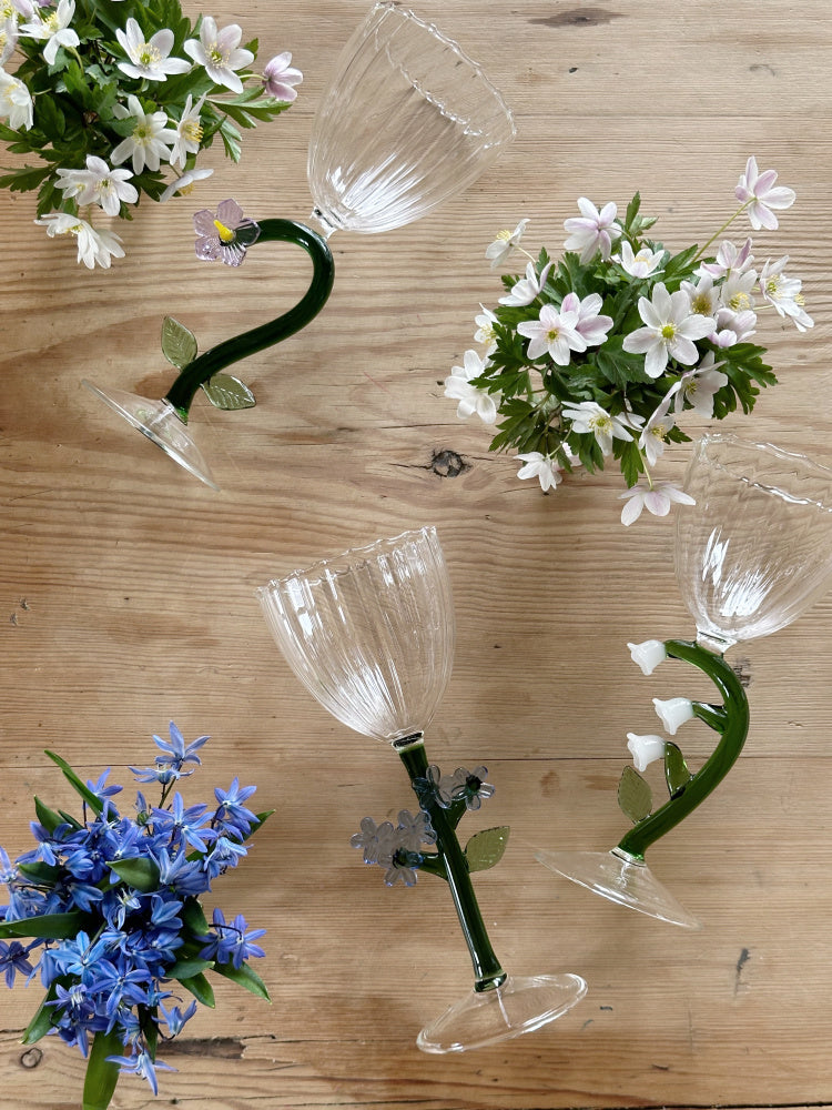 Vinglass Botanica - Blå blomst
