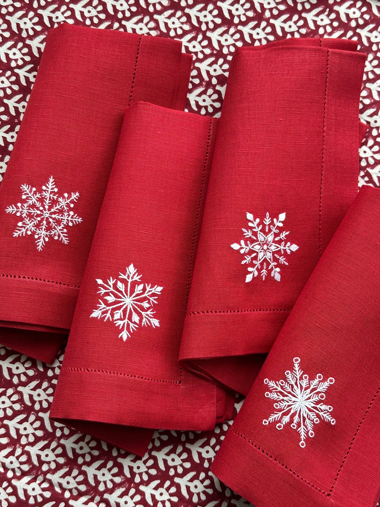 Linservietter - Snøkrystall (4 stk)