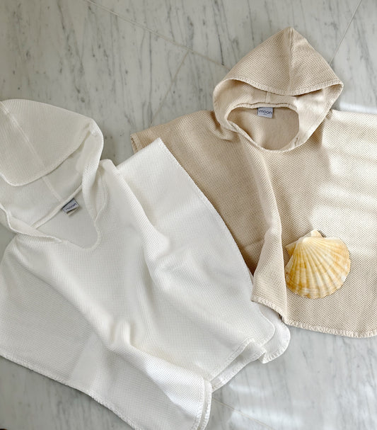 Badeponcho med hette til barn - beige