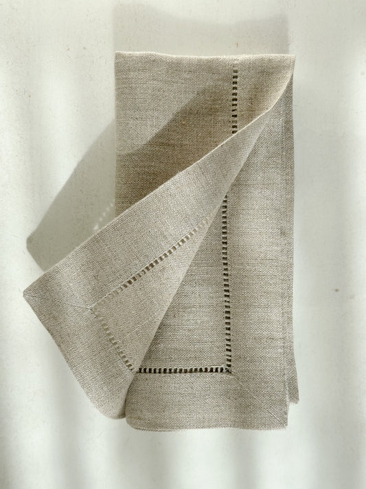 Linserviett med hullsøm - natur (4 stk)