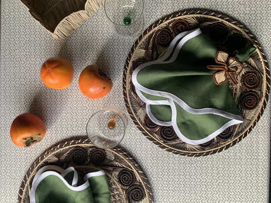 Bordduk - grå blokkprint