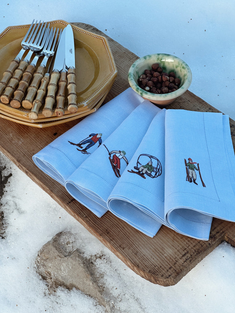 Linservietter - Après Ski Lysblå (4 stk)