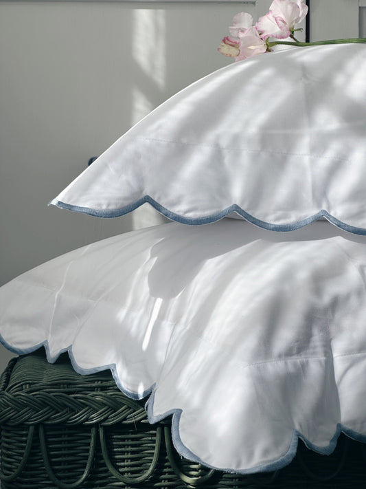 Dynetrekk Scalloped - Blå kant