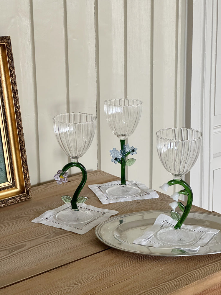 Vinglass Botanica - Blå blomst