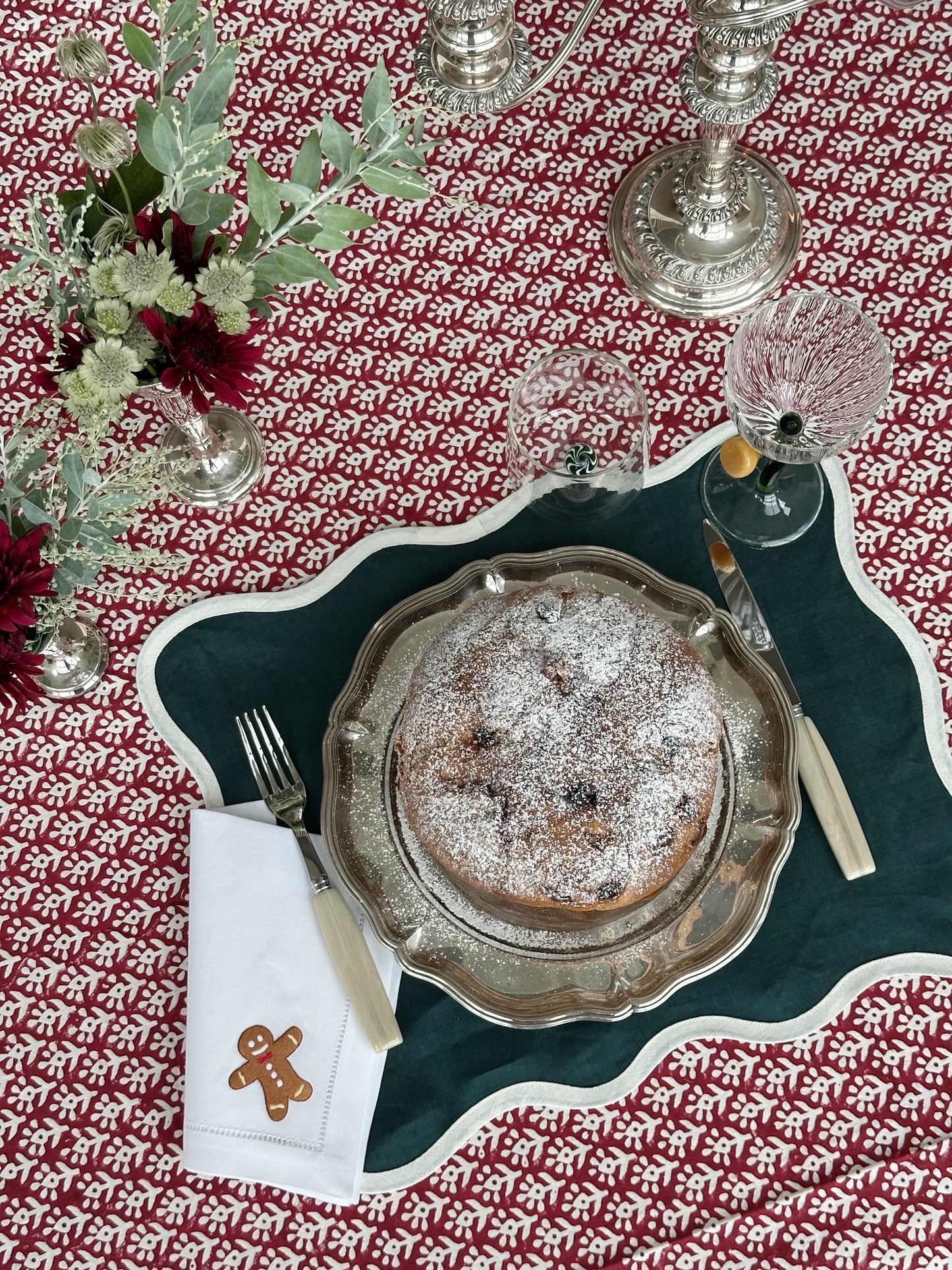 Bordduk - Krysantemum Rød