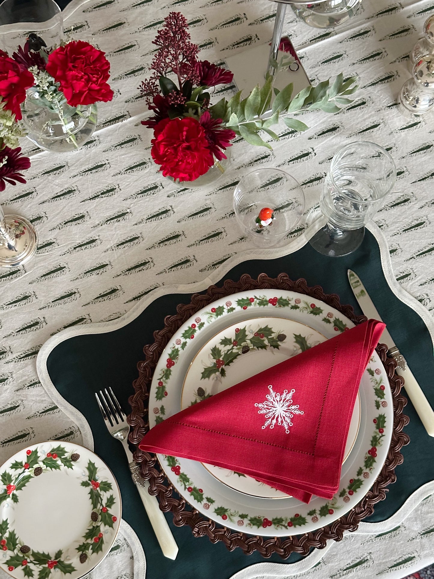 Linservietter - Snøkrystall (4 stk)