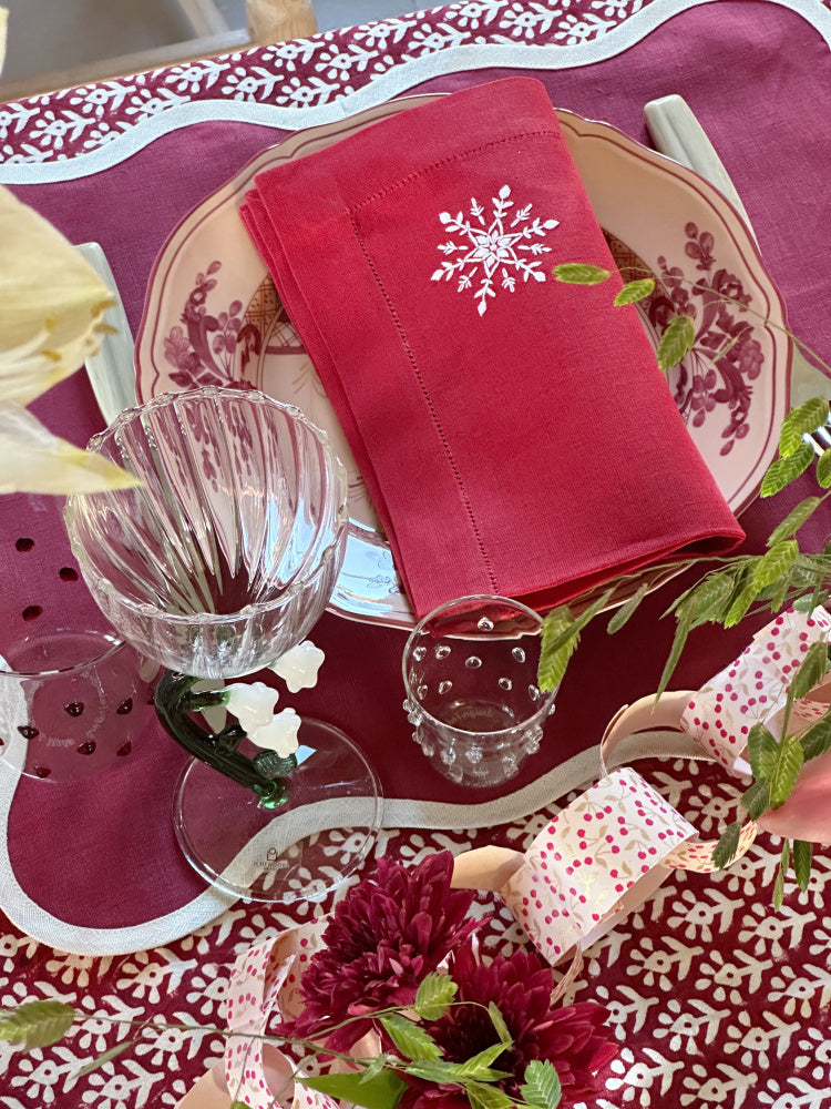 Linservietter - Snøkrystall (4 stk)