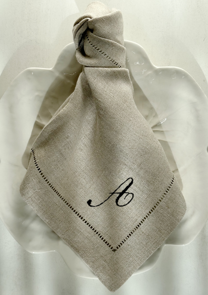 Linserviett med hullsøm - natur (4 stk)