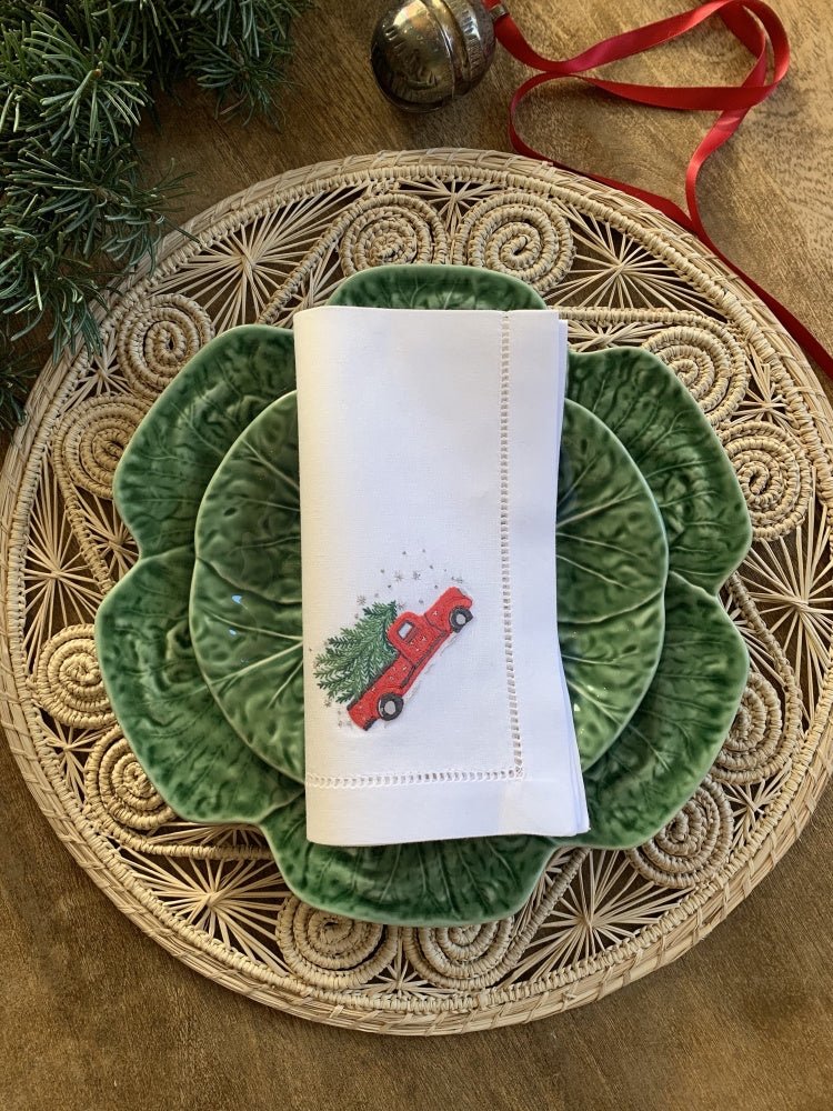 Serviett med bil og tre