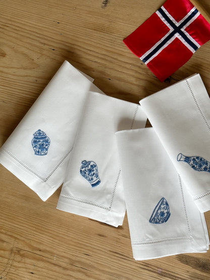 Serviett med chinoiserie (4 stk)