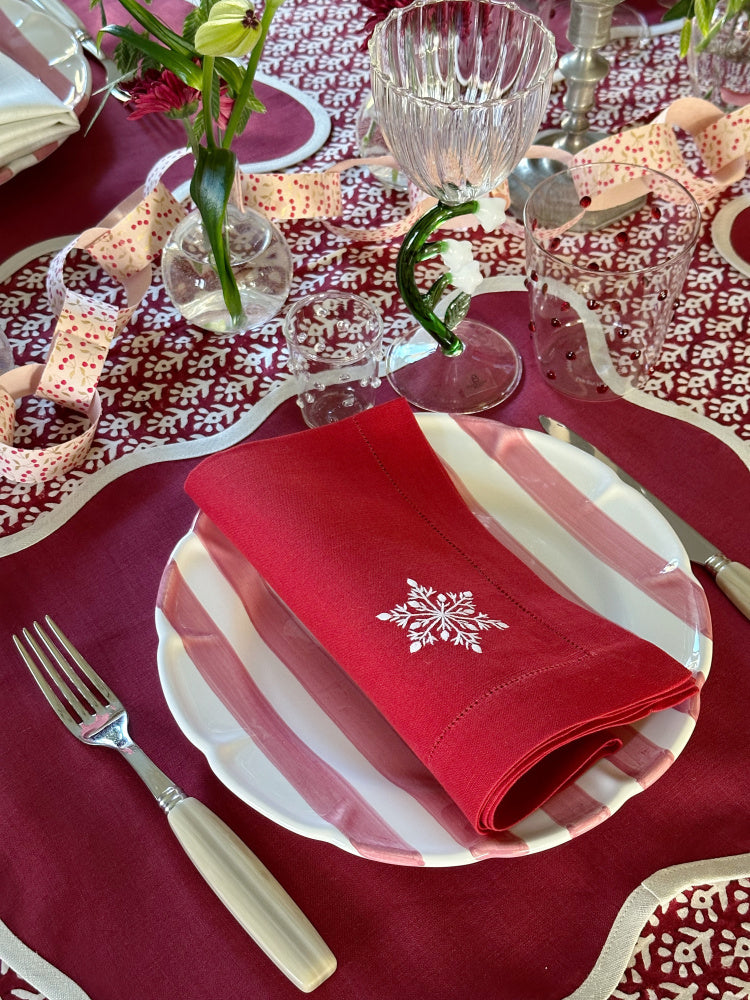 Linservietter - Snøkrystall (4 stk)